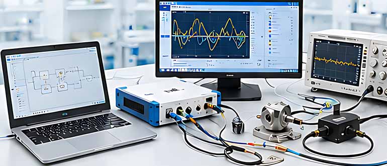 Hardware verification lab setup with DAQ equipment